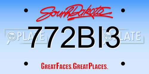 772BI3 South Dakota License Plate