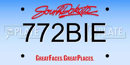 772BIE South Dakota License Plate