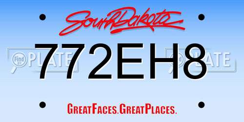 772EH8 South Dakota License Plate