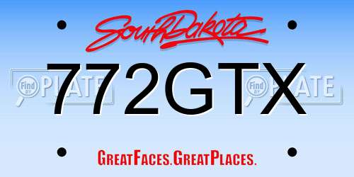 772GTX South Dakota License Plate