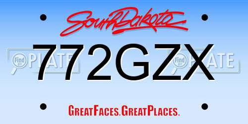 772GZX South Dakota License Plate