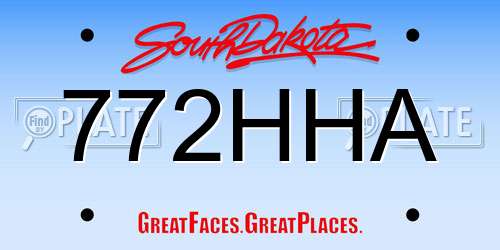 772HHA South Dakota License Plate