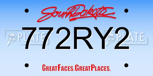 772RY2 South Dakota License Plate
