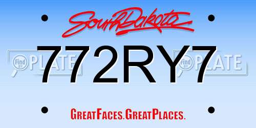 772RY7 South Dakota License Plate