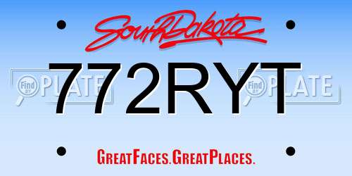 772RYT South Dakota License Plate