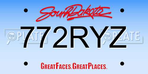 772RYZ South Dakota License Plate