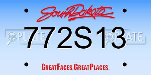772S13 South Dakota License Plate