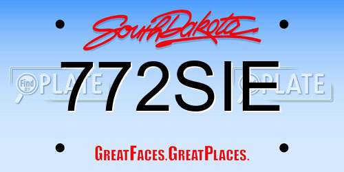 772SIE South Dakota License Plate
