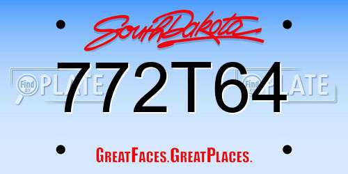 772T64 South Dakota License Plate