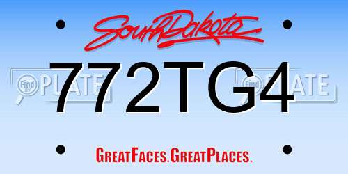 772TG4 South Dakota License Plate