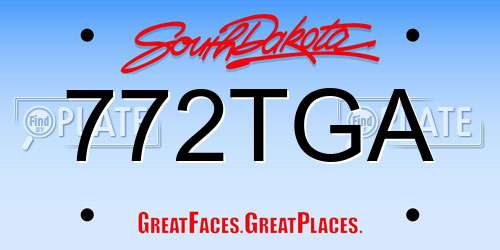 772TGA South Dakota License Plate