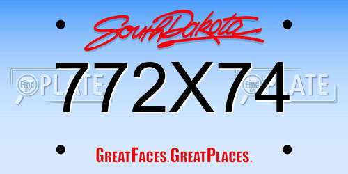 772X74 South Dakota License Plate