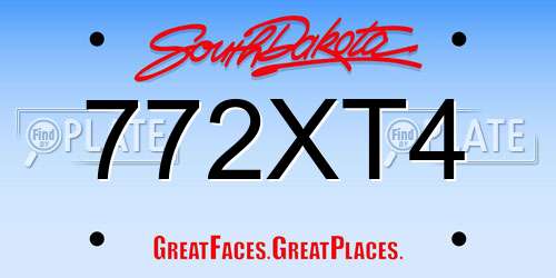 772XT4 South Dakota License Plate