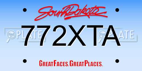 772XTA South Dakota License Plate