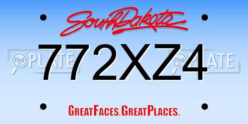 772XZ4 South Dakota License Plate