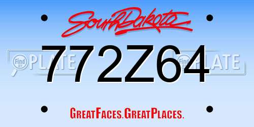 772Z64 South Dakota License Plate