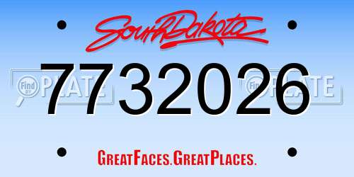 7732026 South Dakota License Plate