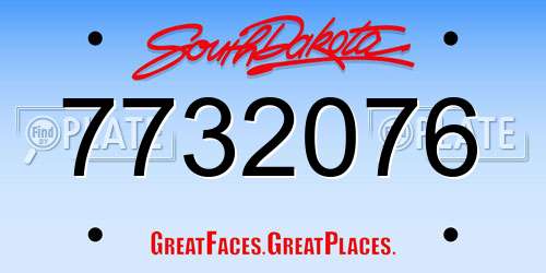 7732076 South Dakota License Plate