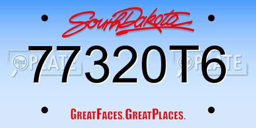77320T6 South Dakota License Plate