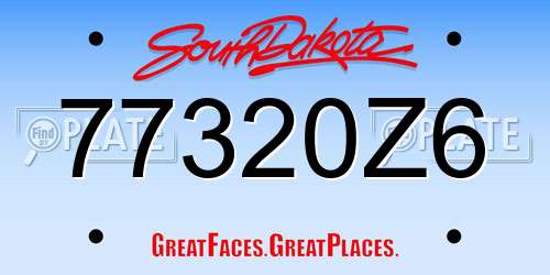 77320Z6 South Dakota License Plate