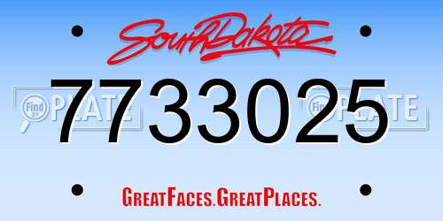 7733025 South Dakota License Plate