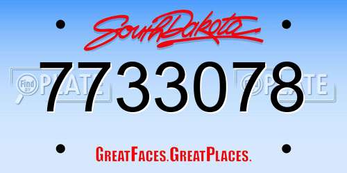 7733078 South Dakota License Plate