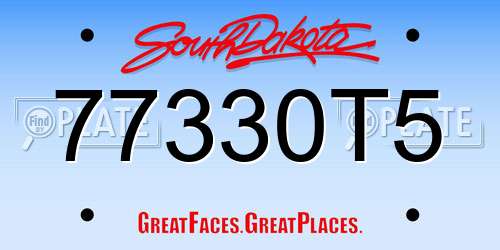 77330T5 South Dakota License Plate