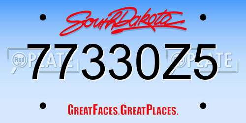 77330Z5 South Dakota License Plate