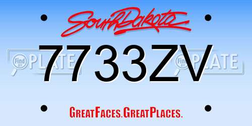 7733ZV South Dakota License Plate