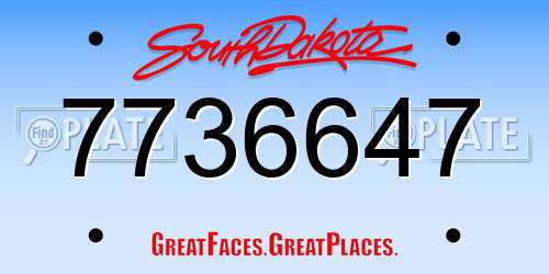 7736647 South Dakota License Plate