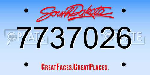 7737026 South Dakota License Plate
