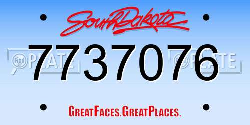7737076 South Dakota License Plate