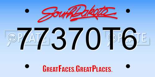 77370T6 South Dakota License Plate