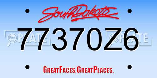 77370Z6 South Dakota License Plate