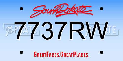 7737RW South Dakota License Plate