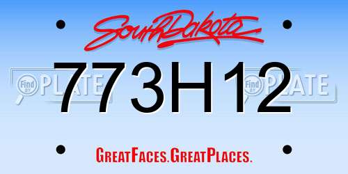 773H12 South Dakota License Plate