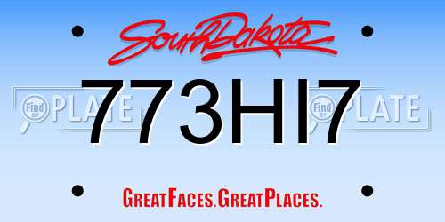 773HI7 South Dakota License Plate
