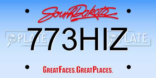 773HIZ South Dakota License Plate