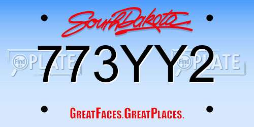 773YY2 South Dakota License Plate