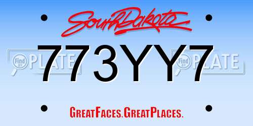 773YY7 South Dakota License Plate