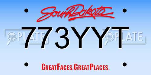 773YYT South Dakota License Plate
