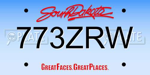 773ZRW South Dakota License Plate