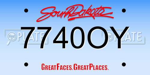 7740OY South Dakota License Plate
