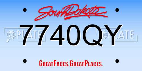7740QY South Dakota License Plate