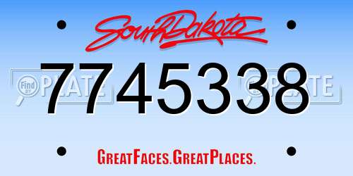 7745338 South Dakota License Plate