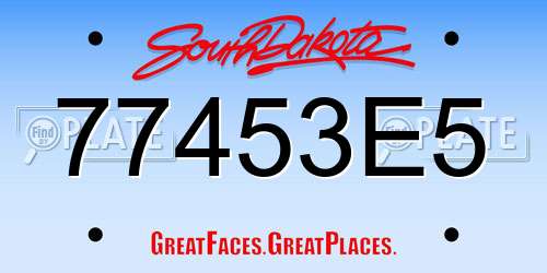 77453E5 South Dakota License Plate