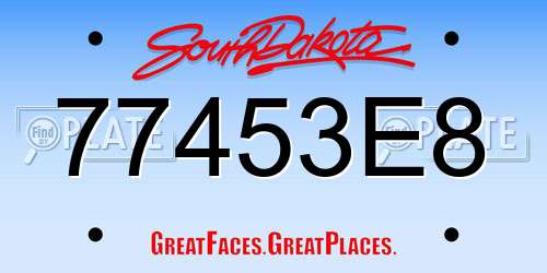 77453E8 South Dakota License Plate
