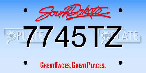 7745TZ South Dakota License Plate