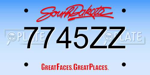 7745ZZ South Dakota License Plate