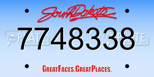 7748338 South Dakota License Plate